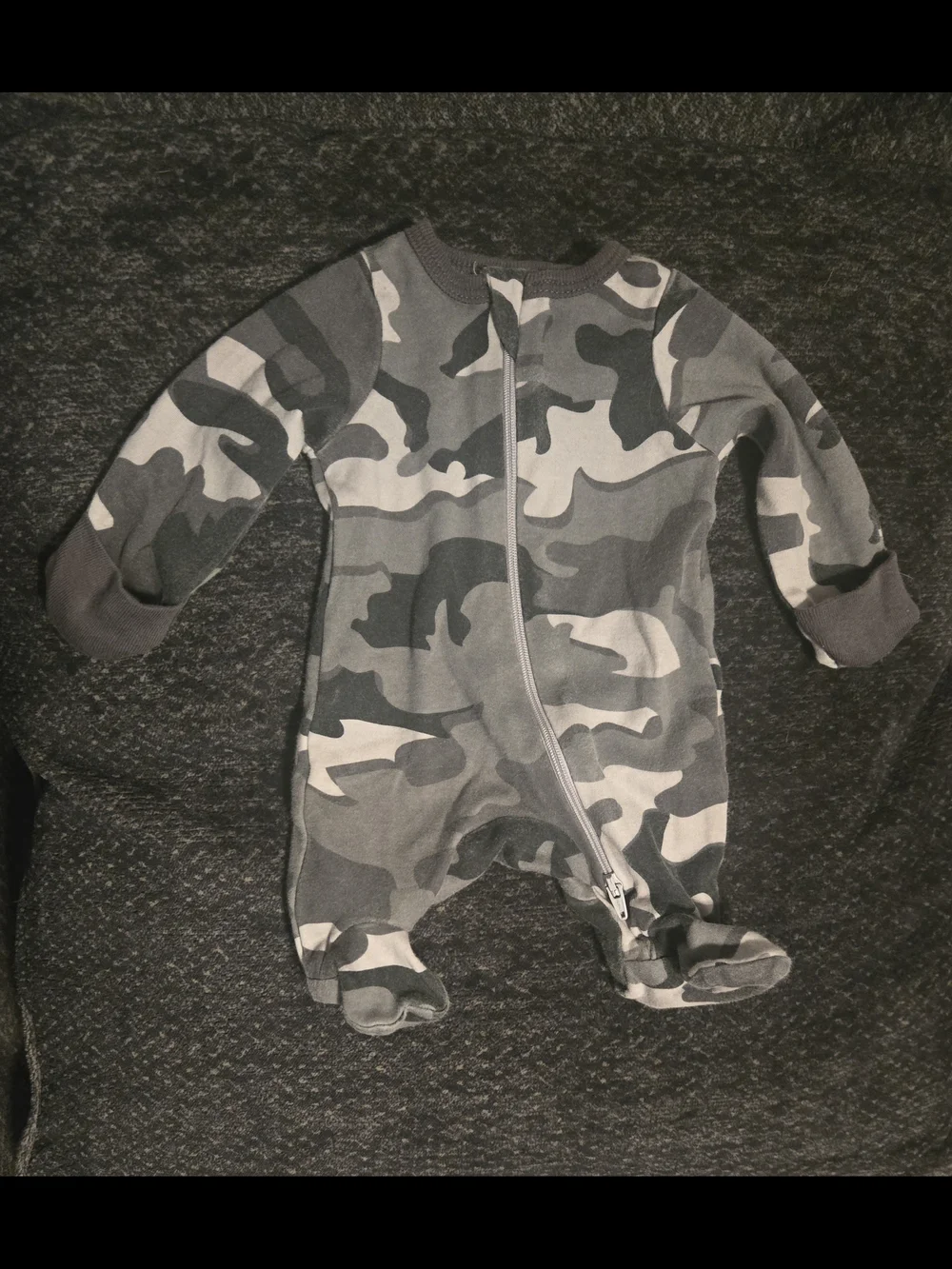 wonder nation Gray Camouflage Footed One-Piece Zipper Pajama
